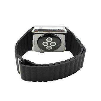 link bracelet For Apple Watch Leather Loop 42mm Adjustable Magnetic Closure strap For Apple Watch leather Band ( Black) (Intl)  