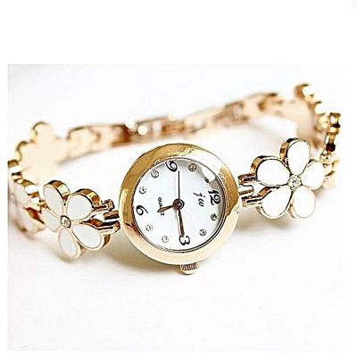 quartz Girl Fashion Stylis Four Leaf Clover Watch - White