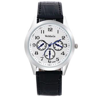 womage-9595 Fashion Triple Dials Leather Quartz Men Watch Wristwatch959506(Black) (Intl)  