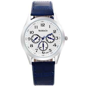 womage-9595 Fashion Triple Dials Leather Quartz Men Watch Wristwatch959507(Blue) (Intl)  