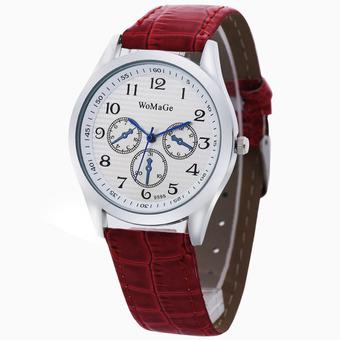 womage-9595 Fashion Triple Dials Leather Quartz Men Watch Wristwatch959505(Red) (Intl)  
