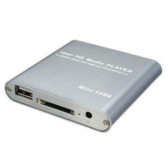 1080P Mini HDD Media Player MKV H.264 RMVB Full HD with HOST USB/SD Card Reader Silver (Intl)  