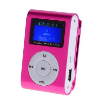 16GB Mini Clip Metal Mp3 Player with LCD Screen + Micro / TF Slot (Rose)  