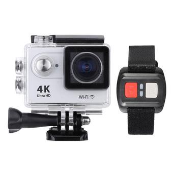2.0" LCD 4K(3840×2160) 15fps 1080P 60fps Full HD Wifi APP 30M Waterproof 12MP Sports Action Camera DV 170°Wide Angle Lens with Remote Watch (Silver) (Intl)  