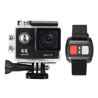 2.0" LCD 4K(3840×2160) 15fps 1080P 60fps Full HD Wifi APP 30M Waterproof 12MP Sports Action Camera DV 170°Wide Angle Lens with Remote Watch (Black) (Intl)  
