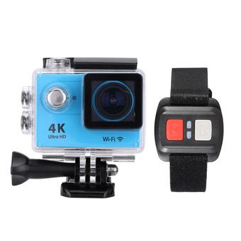 2.0" LCD 4K(3840×2160) 15fps 1080P 60fps Full HD Wifi APP 30M Waterproof 12MP Sports Action Camera DV 170°Wide Angle Lens with Remote Watch (Blue) (Intl)  