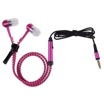 3.5mm Microphone Earbud Premium Tangle Free Zipper Earphone (Pink)  