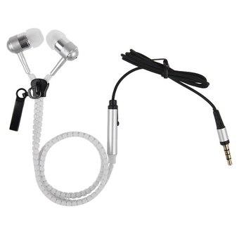 3.5mm Microphone Earbud Premium Tangle Free Zipper Headset Earphone Headphone White  