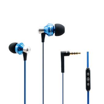 3.5mm Tangle Free Cable Aluminium Earphones with Mic for Android Smart Phones (Blue) (Intl)  