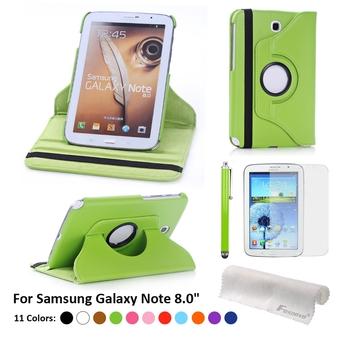 4-in-1 PU Flip Case and Stylus Pen + Screen Guard + Cloth Set for Samsung Galaxy Note 8.0 N5100 N5110 N5120 (Green)  