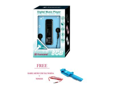Accessoria Transcend MP330 Hitam MP3 Player [8 GB] + Kabel Micro USB Tali Warna + Tongsis