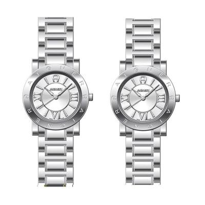 Aigner Cortina AGA26082/AGA26395 Silver Stainless Bracelet Jam Tangan Couple