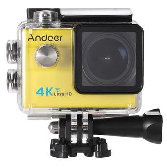 Andoer? Ultra HD Action Sports Camera 2.0" LCD 16MP 4K 25FPS 1080P 60FPS 4X Zoom WiFi 25mm 173 Degree Wide-Lens Waterproof 30M Car DVR DV Cam Diving Bicycle (Yellow) (Intl)  