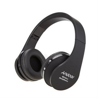 Andoer Wireless Bluetooth Headphones Stereo Foldable Handsfree Headset with Mic Microphone for iPhone (Black) (Intl)  
