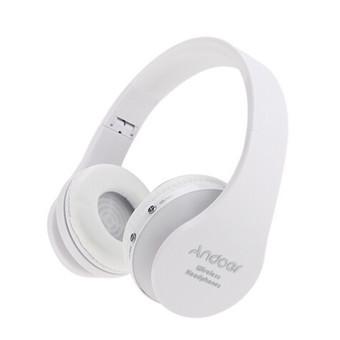 Andoer Wireless Bluetooth Headphones Stereo Foldable Handsfree Headset with Mic Microphone for iPhone (White) (Intl)  