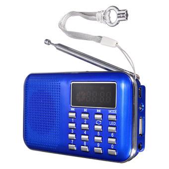 Audew Mini Portable LED Digital FM Radio Speaker USB Micro SD TF Card MP3 Music Player Blue (Intl)  