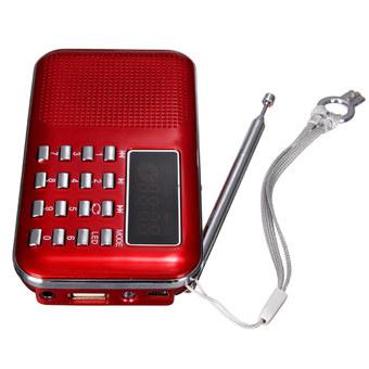 Audew Mini Portable LED Digital FM Radio Speaker USB Micro SD TF Card MP3 Music Player Red (Intl)  