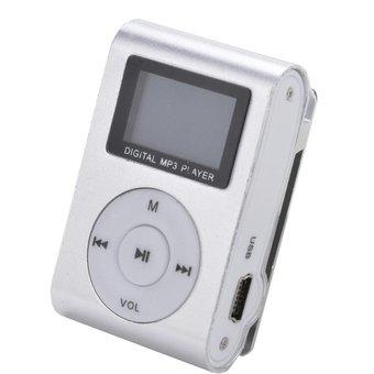 Audio Pod MP3 Player TF card with Small Clip Silver and LCD Screen - Silver  
