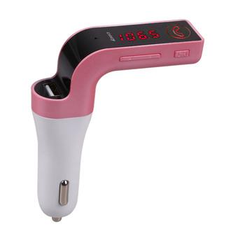 Auto Car USB Charger Wireless Bluetooth MP3 Player FM Transmitter Pink (Intl)  