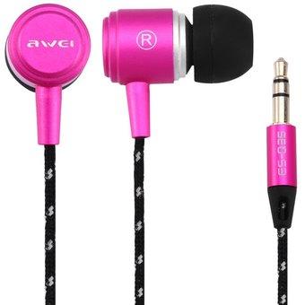 Awei ES - Q35 Super Bass In-ear Earphone with 1.2m Cable for Smartphone Tablet PC (Pink) (Intl)  