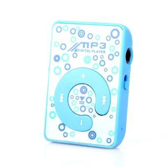 BUYINCOINS Mini Mirror Clip USB MP3 Player (Blue)  