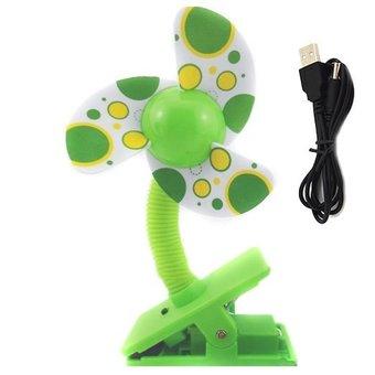 Baby Clip-on Mini Stroller Fan Cute Crib Cooling Fans (Green)  