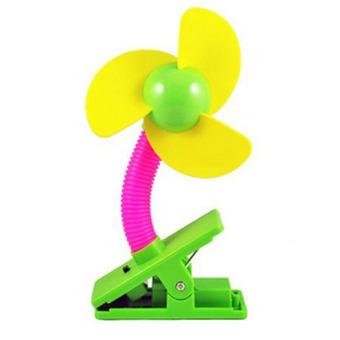 Baby Clip-on Mini Stroller Fan Cute Crib Cooling Fans (Yellow)  