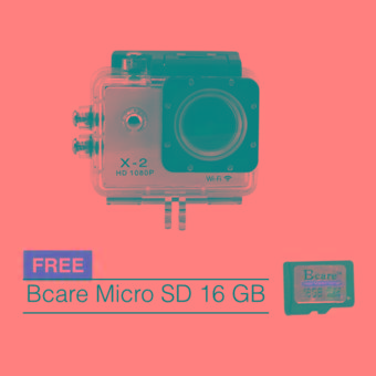 Bcare Action Camera - B-Cam X-2 WiFi- 12MP - Full HD 1080P - Waterproof 30m 2 inch - Silver + Gratis Bcare SD Card 16 GB  