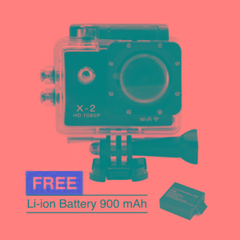 Bcare Action Camera B-Cam X-2 Wifi for Android and iOS - 12 MP 1080P - Hitam + Gratis Bcare 3.7 V 900 mAh Li-ion Baterai  