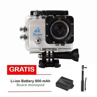 Bcare Action Camera - B-Cam X-3 WiFi - 16MP - Putih + Gratis Battery 900 mAh + Monopod  