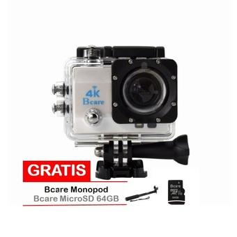 Bcare Action Camera - B-Cam X-3 WiFi - 16MP - Putih + Gratis Bcare SD Card 64 GB Class 10 + Monopod  