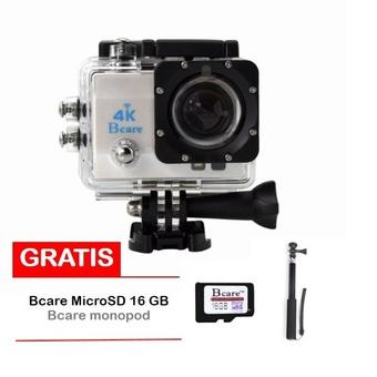 Bcare Action Camera - B-Cam X-3 WiFi - 16MP - Putih + Gratis Bcare SD Card 16 GB Class 10 + Monopod  