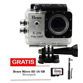 Bcare Action Camera X-2 Wifi - 12 MP Full HD 1080P - Putih + Gratis SD Card 16GB Class 10 + Monopod  