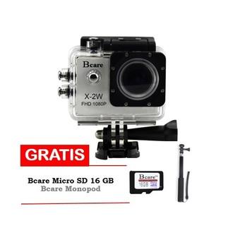 Bcare Action Camera X-2 Wifi - 12 MP Full HD 1080P - Silver + Gratis MicroSD 16 GB + Monopod  