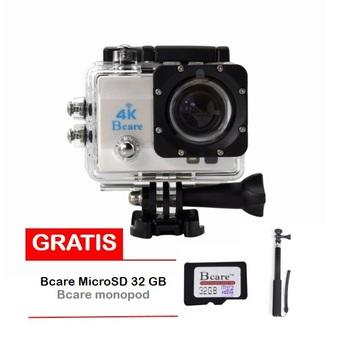 Bcare Action Camera -X-3 WiFi - 16MP - Putih + Gratis Bcare SD Card 32 GB Class 10 + Monopod  