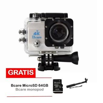 Bcare Action Camera -X-3 WiFi - 16MP - Putih + Gratis Bcare SD Card 64 GB Class 10 + Monopod  