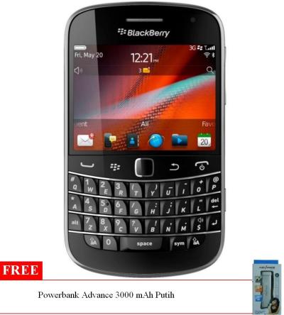 Blackberry 9900 Dakota - 8 GB - Hitam + Gratis Powerbank Advance 3000 mAh