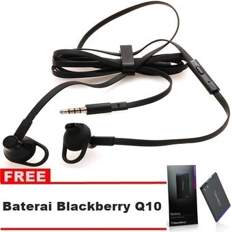 Blackberry Original Handsfree Premium Stereo Headset 3.5mm Q10 + Gratis Baterai Blackberry Q10  