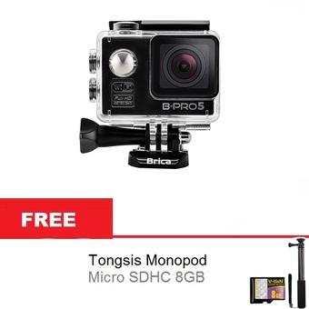 Brica Action Camera B-Pro 5 Alpha Edition - 12MP - Hitam + Gratis Micro SDHC 8GB + Tongsis Monopod  