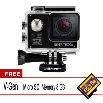 Brica Action Camera B-Pro 5 Alpha Edition - Hitam + Gratis V-Gen Memory Micro SD 8GB B-Bpro  