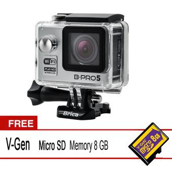 Brica Action Camera B-Pro 5 Alpha Edition - Silver + Gratis V-Gen Memory Micro SD 8GB B-Bpro  