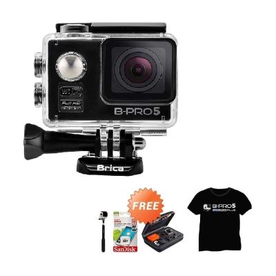 Brica Alpha Edition Black Action Cam + Sandisk 16 GB + SMP 07 Tongsis + Small Bag + T-shirt