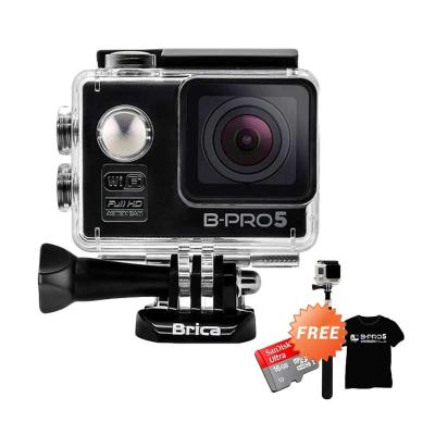 Brica Alpha Edition Black Action Cam + Sandisk 16 GB + SMP 07 Tongsis + T-shirt