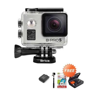 Brica Alpha Edition Silver Action Cam + Sandisk 16 GB + SMP 07 Tongsis + Small Bag + Baterry Charger