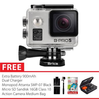 Brica B-PRO 5 Alpha Edition Combo Extreme Action Camera - 12 MP - Silver + Gratis Paket Bonus  