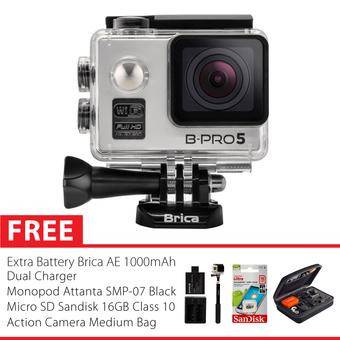 Brica B-PRO 5 Alpha Edition Combo Extreme Full HD 1080p Wifi - Silver + Free Aksesoris Kamera  