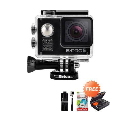 Brica B-PRO 5 Alpha Edition Combo Extreme Hitam Wifi Action Camera + Bag + Memory Card + Monopod + Extra Battery + Dual Charger