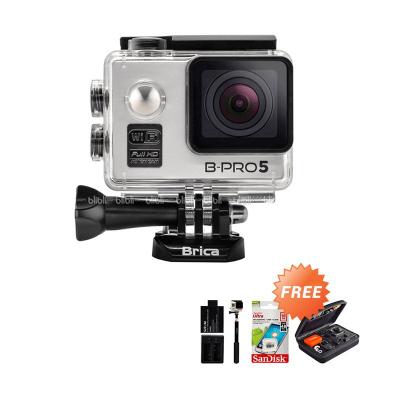 Brica B-PRO 5 Alpha Edition Combo Extreme Silver Wifi Action Camera + Bag + Memory Card + Monopod + Extra Battery + Dual Charger