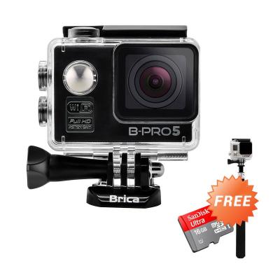 Brica B-PRO 5 Alpha Edition Hitam Action Camera [WiFi/12 MP] + Monopod + SanDisk