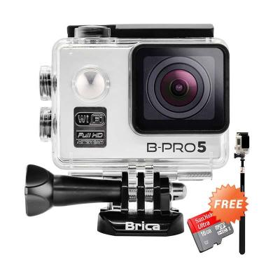 Brica B-PRO 5 Alpha Edition Silver Action Camera [WiFi/12 MP] + Monopod + SanDisk